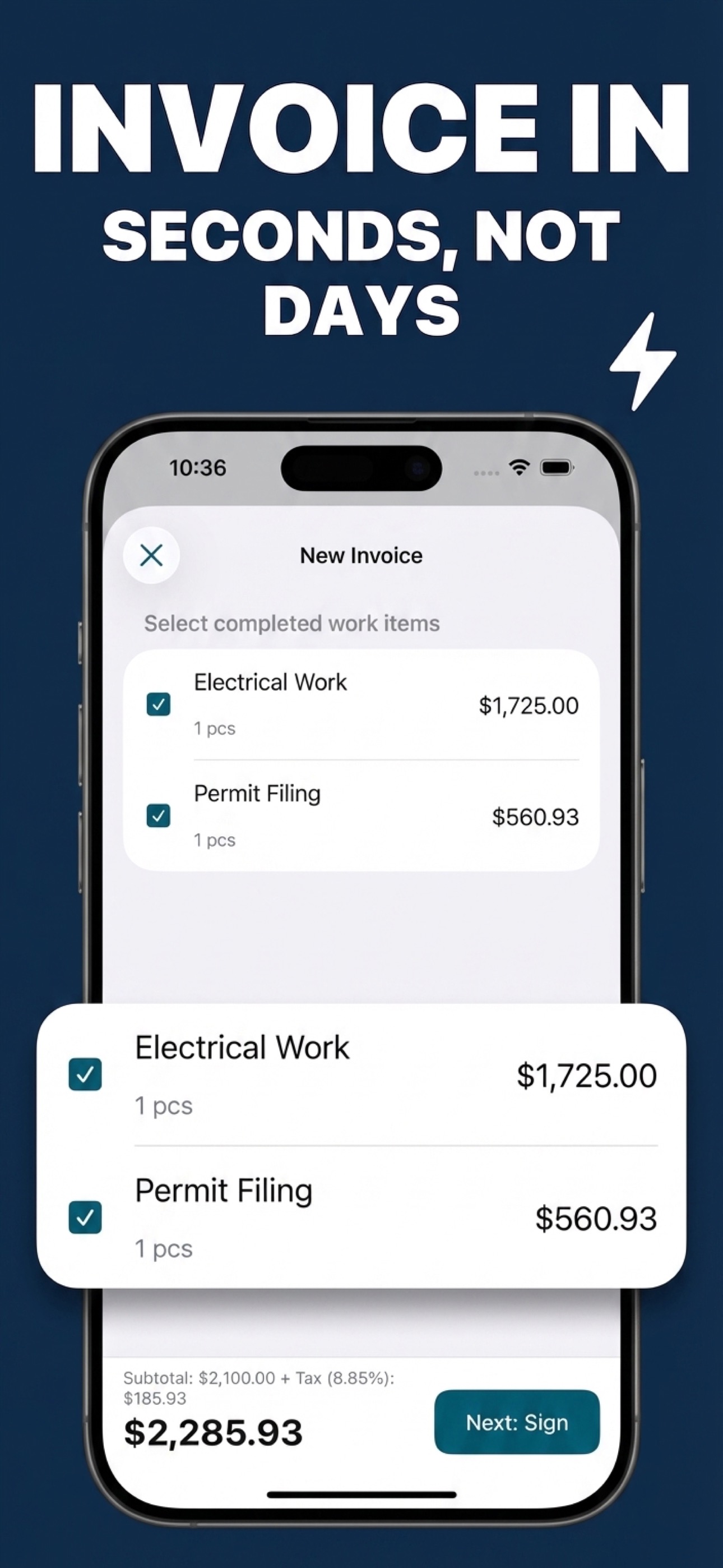 Invoice in seconds, not days