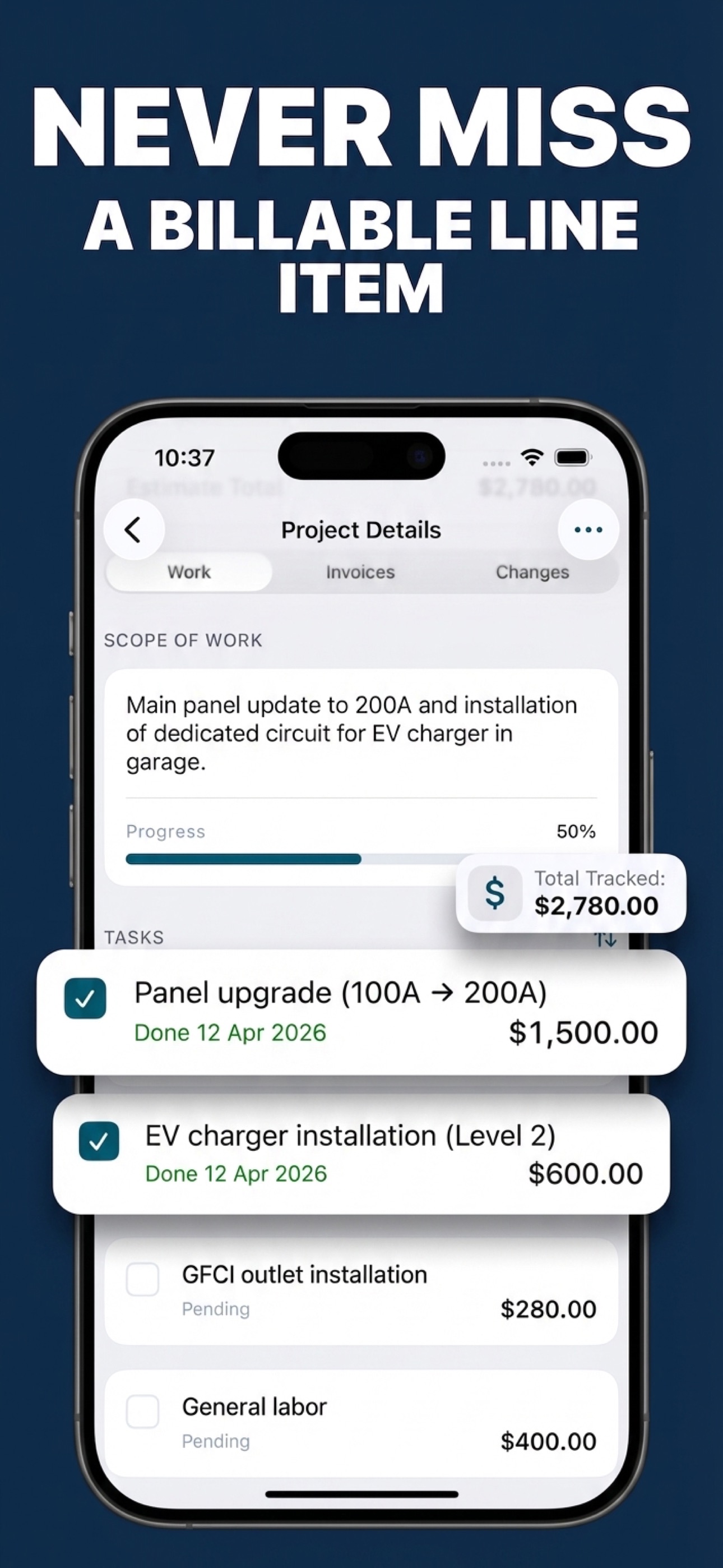 Never miss a billable line item