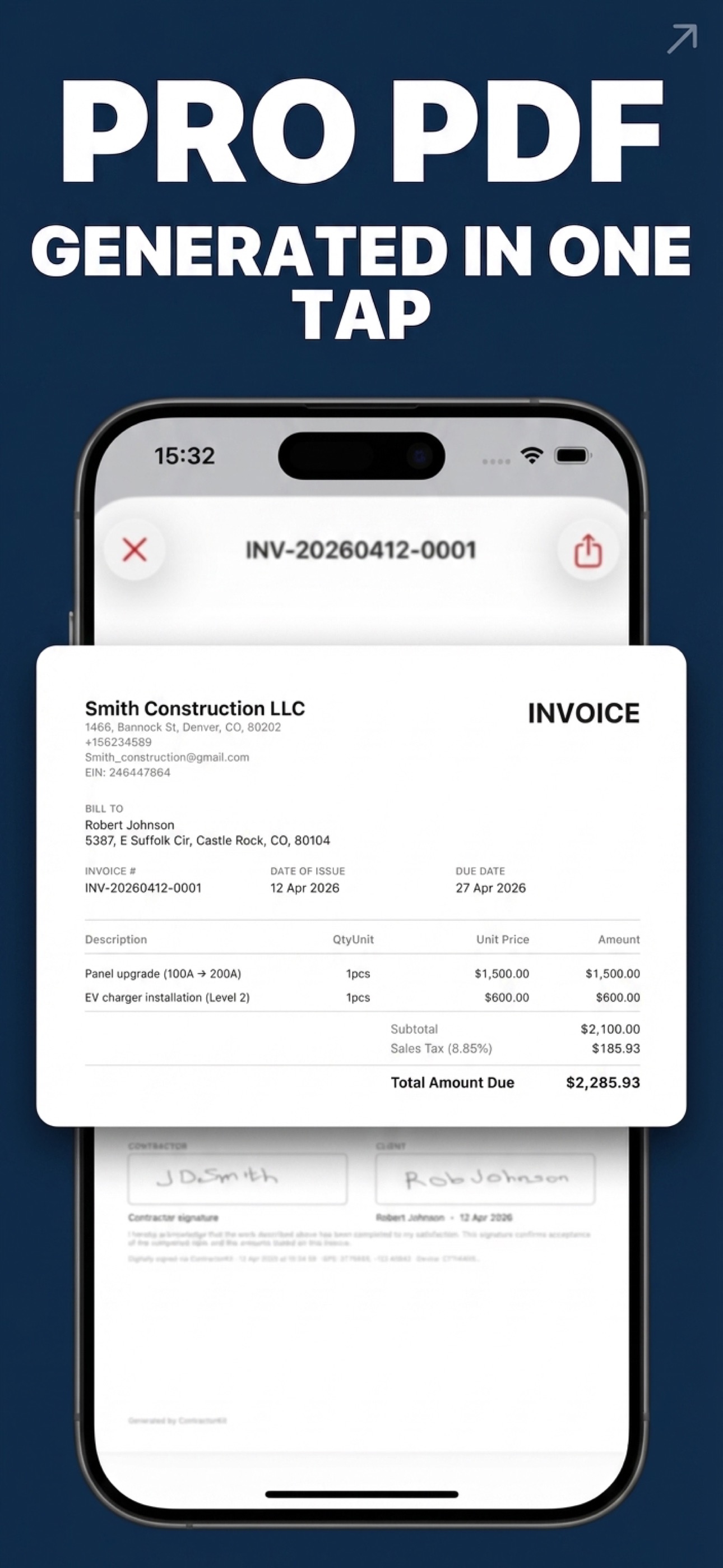 Pro PDF generated in one tap